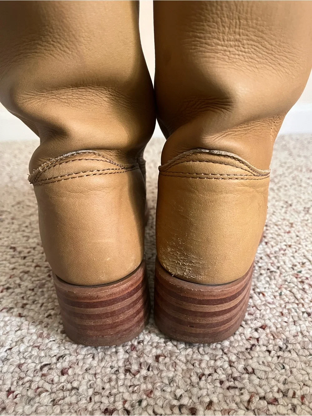 Frye Tan Leather Mid-Calf Boots - Picture 7 of 13